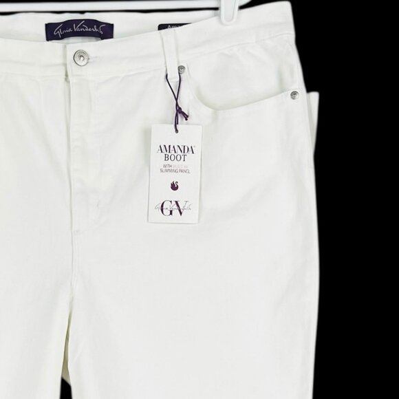 Gloria Vanderbilt Amanda Stretch Bootcut White Jeans  Slimming Panel Size 18 NWT - Picture 5 of 15